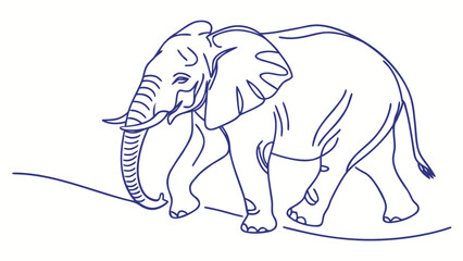 Obraz premium Elegant Illustration, Elephant, Nature, Minimalist Art, Tranquil Environment, Side View, Joyful Movement