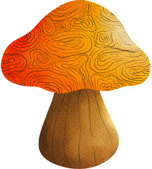 Orange Brown Mushroom Illustration