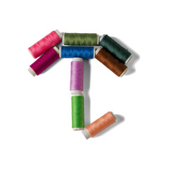 Colorful Thread Spools Umbrella on Transparent Background