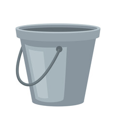 Steel bucket. Vector cartoon clip art isolated on a white background.