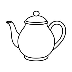 Obraz premium Simple teapot outline icon. Doodle style. Hand drawn black and white isolated icon. Coloring page, art therapy, line art, logotype. Vector illustration