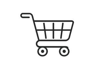 Shopping cart icon vector. E-commerce linear symbol for online shopping. Web store purchase button. Add to cart pictogram for website. Retail, sale, order, checkout sign.