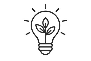 Green energy concept. Eco friendly lightbulb with plant inside. Sustainable power and innovation symbol. Renewable resources icon. Ecology, environment and growth idea.