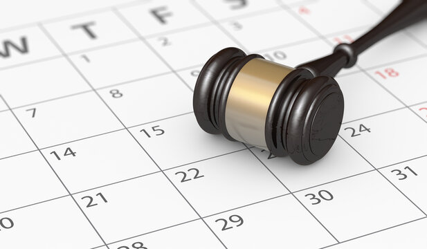 Law Justice And Time Concept Judge Gavel On A Calendar Page