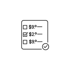 Icon Set Vector Checklist with Checkmarks and Price Options Modern Minimalist Style