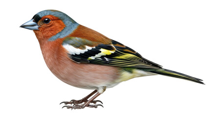 Isolated Common Chaffinch Bird with Colorful Plumage Standing Calmly, Bird Watching Image