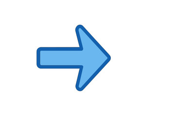 Blue arrow right icon vector illustration. Simple flat design pointer symbol for navigation and direction. Modern graphic element for website, app, UI, next button concept.