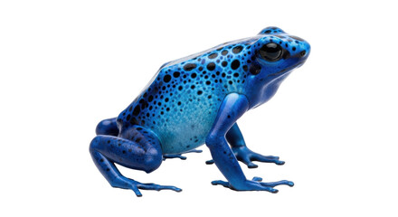 Isolated Dyeing Poison Frog with Blue and Black Skin on Clean Surface, Side View