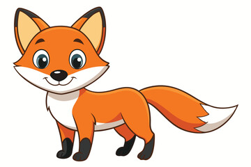 Obraz premium Cute Cartoon Fox Standing on White Background Animal