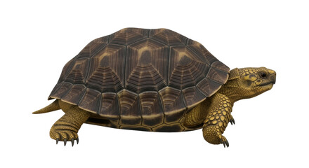 Obraz premium Isolated yellow-footed tortoise showing its patterned shell, head, legs and tail, animal