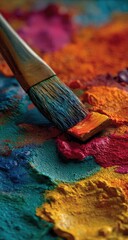 Fototapeta premium Paintbrush in vibrant color palette