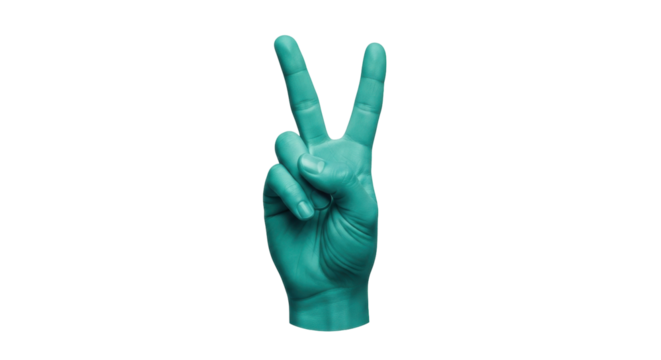 Isolated hand showing peace sign gesture, conceptual freedom, unity, greeting symbol