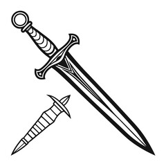 Two black and white daggers, vector illustration