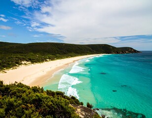 Panoramic view of a pristine beach
