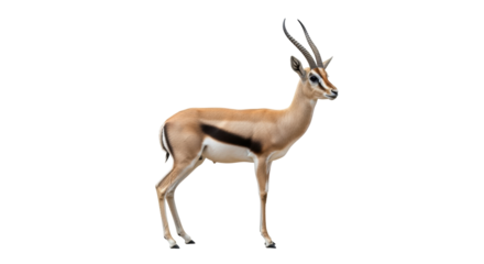 Isolated slender gazelle antelope standing alone with a distinctive black side stripe