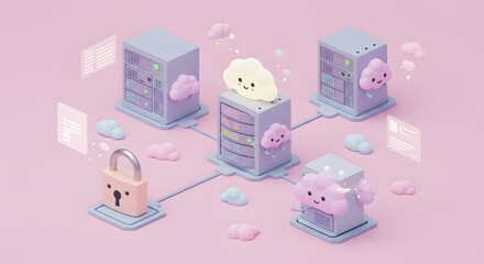 Cute Pastel Cloud Server Network Security