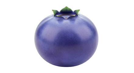 Isolated blueberry berry fruit with green crown foliage, delicious natural freshness