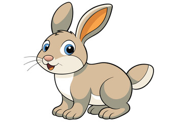 Cute Cartoon Rabbit on White Background for Microstock Use