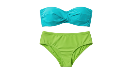 Isolated vibrant two-piece swimsuit, a stylish bathing suit for summer beach vacation