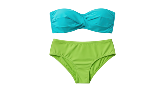 Isolated vibrant two-piece swimsuit, a stylish bathing suit for summer beach vacation - Powered by Adobe