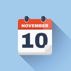 Flat calendar icon displaying November 10 date