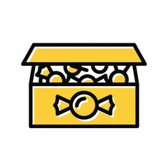 Candy Box Illustration Filled with Yellow Sweets