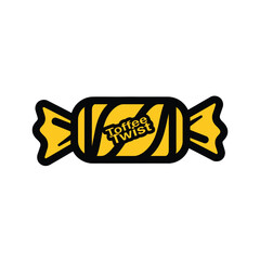 Yellow Wrapped Candy Illustration with Black Stripes