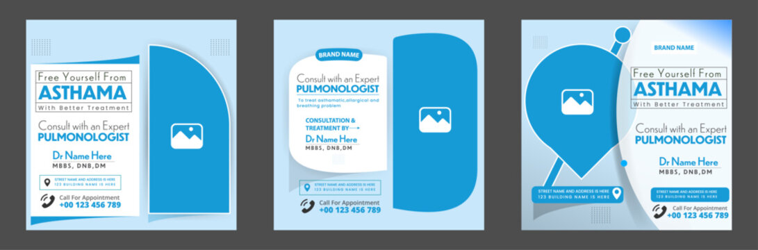 Professional Pulmonologist Asthma Care social media
post or Flyer template