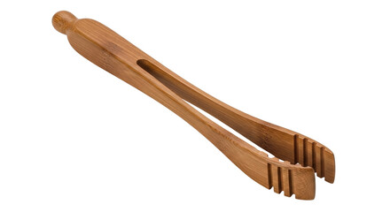 Isolated Wooden Tongs for Serving or Cooking, Environmentally Friendly Design, Grip Support