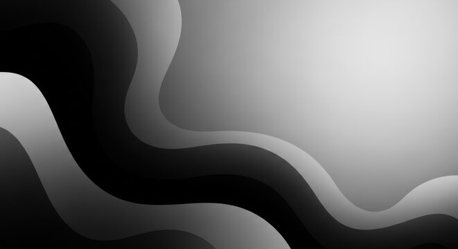 Abstract black and white gradient background with wavy lines.