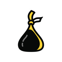 Halloween Candy Black Bag Illustration with Yellow Ribbon