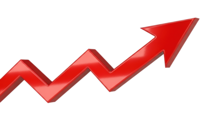 Isolated financial arrow symbol design showing growth, trend, upward motion and progress