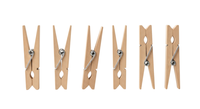 Isolated clothes pegs a small device used to hang up clothes for drying or securing paper documents