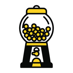 Gumball Machine Illustration with Yellow Candies