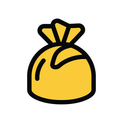 Yellow Outlined Candy Bag Icon