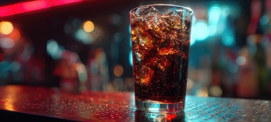 Sparkling Cola with Ice at Bar