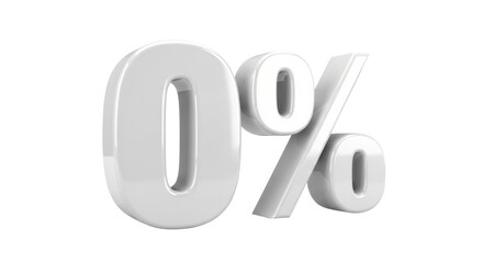 Isolated shiny render of zero percent, perfect for marketing and advertising, promo material