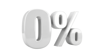 Isolated shiny render of zero percent, perfect for marketing and advertising, promo material