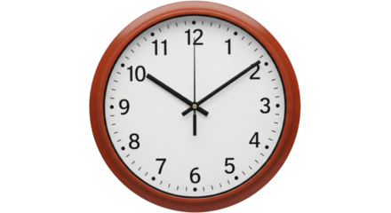 Isolated Round Clock Showing 10 - 09 UTC Time on a Wall—Timekeeping, Measurement of Time