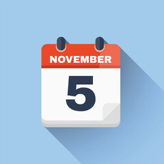 Flat calendar icon displaying November 5 date