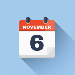 Flat calendar icon displaying November 6 date