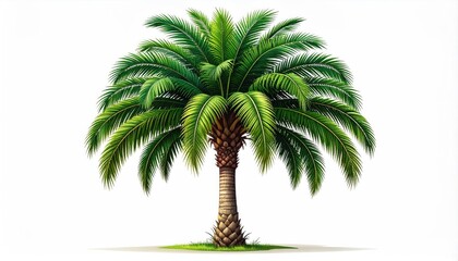 Isolated Palm Tree Pixel Art Style on White Background Tropical Nature Green Leaves Graphic Design Tree Illustration Palm Pixelated Single Tree