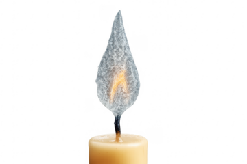 Candle flame encased in ice for light and cold concept