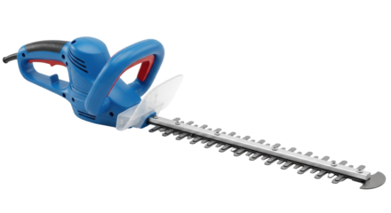 Isolated hedge trimmer on a seamless backdrop, garden tool for landscaping maintenance