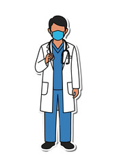 Fototapeta premium Professional Doctor With Medical Mask and Stethoscope