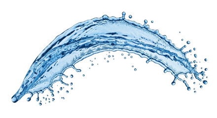 Obraz premium Isolated arching splash of water, dynamic motion, clean blue aqua, hydration, refreshing, liquid burst
