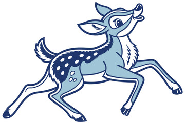 Delightful Fawn Leaping Design with Spotted Back on White Background