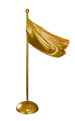 gold golf flag and flagpole with golf ball, on transparent background