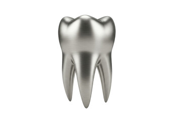Silver molar isolated on transparent background, dental health concept for medical and educational use, PNG