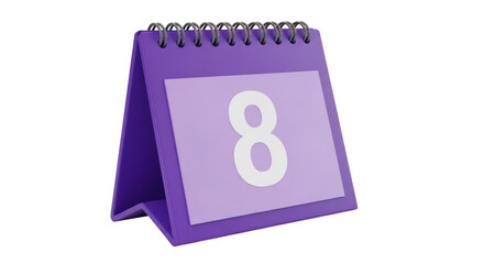 Isolated Desk Calendar with Number Eight Illustration of Date Reminder for Business Event